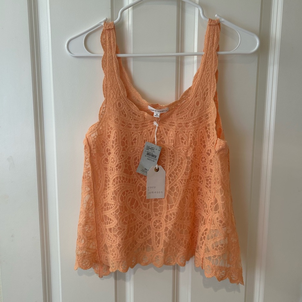 Lace Trim Orange Sleeveless Camisole